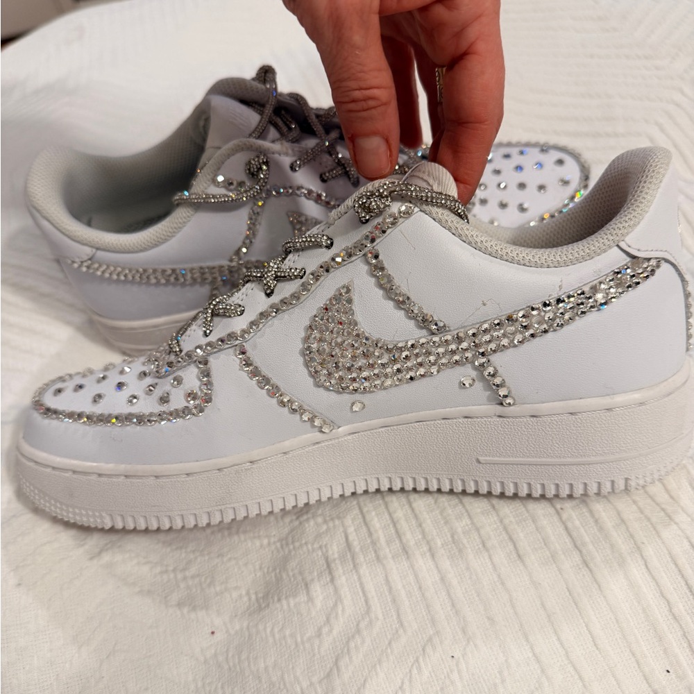 Women's White Studded Sneakers- Nike fits 8.5
